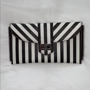 Henri Bendel Centennial Stripe Leather Clutch